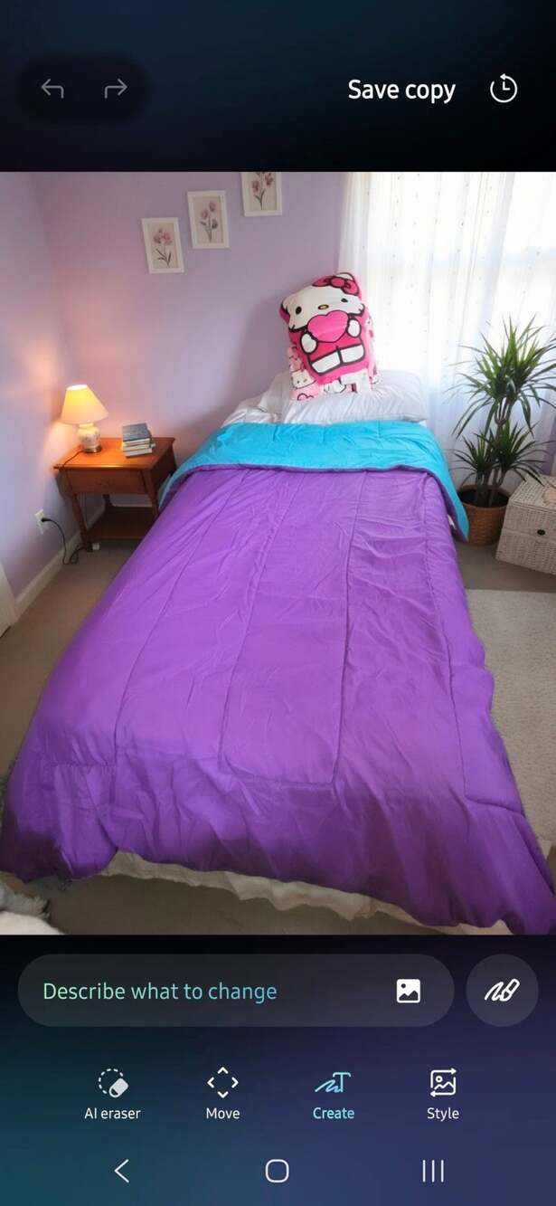Comforter Reversible Purple and Teal Twin/Full size bed